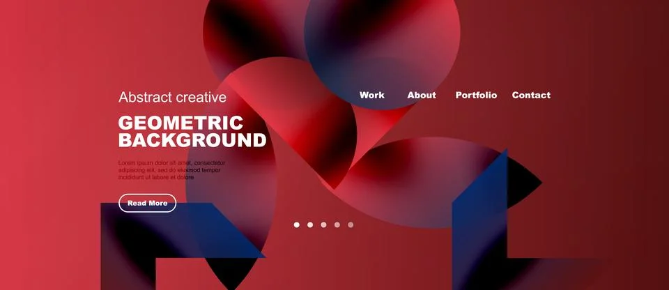 Website header with red geometric gradient collage, horizontal web banner Ilustración de archivo