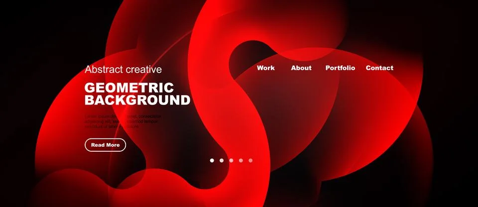 Website header with red neon twisted shapes, wide vector banner Stock Illustration