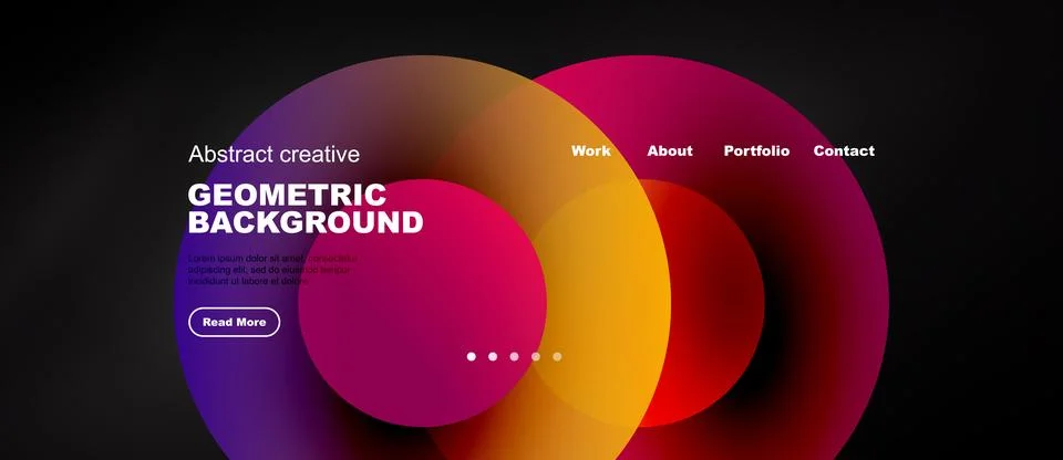 Website header with scarlet geometric gradient collage, wide vector banner Stock Illustration