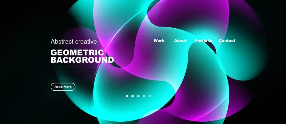 Website header with teal glossy liquid tubes, panoramic vector background Stock Illustration