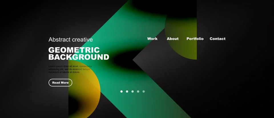 Website header with teal gradient geometric shapes, horizontal web banner Stock Illustration