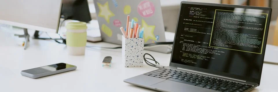 Website Header with Workplace Stock Photos