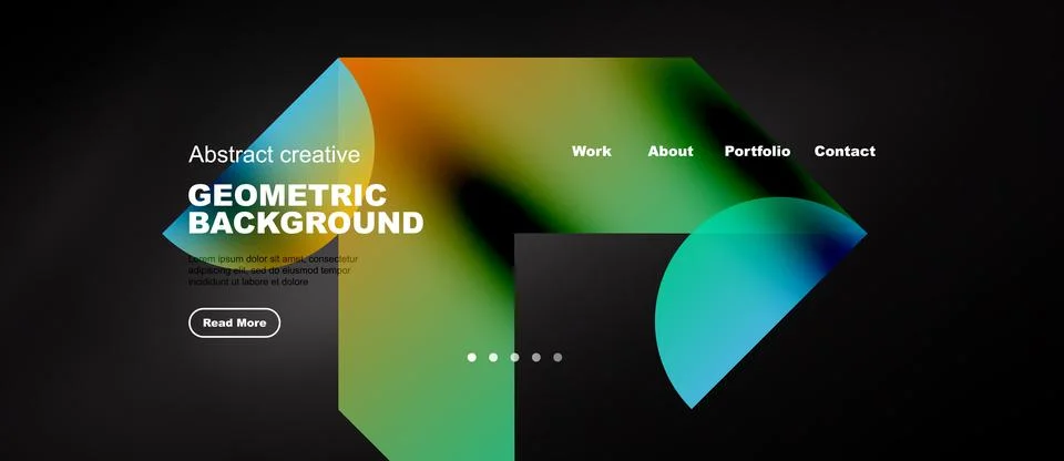Website header with yellow gradient geometric shapes, horizontal web banner Stock Illustration