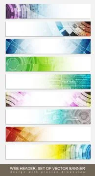 Website headers, banners with colorful abstract pattern - set Stock Illustration