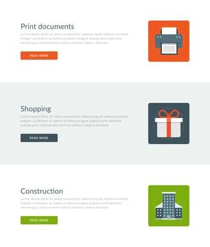 Website Headers or Promotion Banners Templates and Flat Icons Design Stock Illustration
