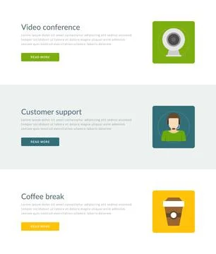 Website Headers or Promotion Banners Templates and Flat Icons Design Stock Illustration