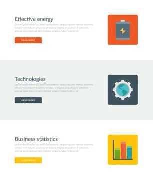 Website Headers or Promotion Banners Templates and Flat Icons Design Stock Illustration