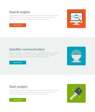 Website Headers or Promotion Banners Templates and Flat Icons Design Stock Illustration