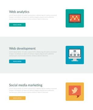 Website Headers or Promotion Banners Templates and Flat Icons Design Stock Illustration