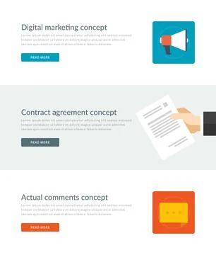 Website Headers or Promotion Banners Templates and Flat Icons Design. Stock Illustration
