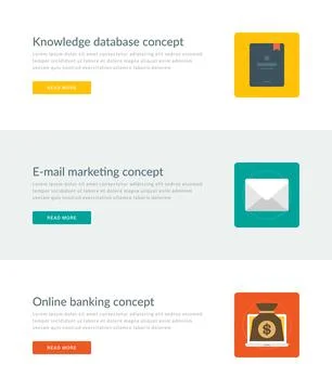 Website Headers or Promotion Banners Templates and Flat Icons Design. Stock Illustration
