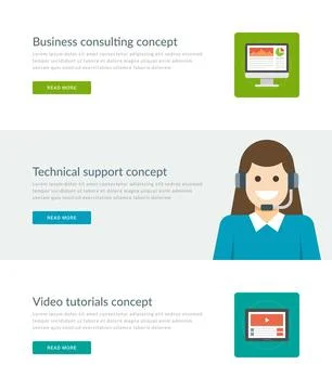 Website Headers or Promotion Banners Templates and Flat Icons Design. Stock Illustration