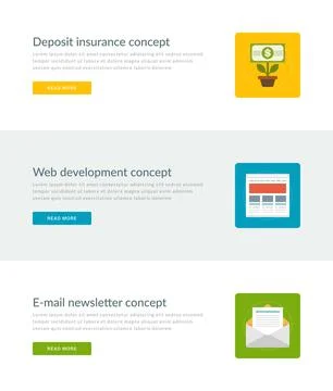Website Headers or Promotion Banners Templates and Flat Icons Design. Stock Illustration