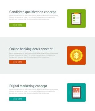 Website Headers or Promotion Banners Templates and Flat Icons Design Stock Illustration