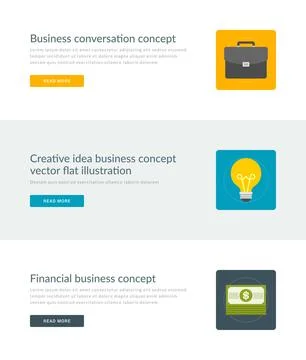 Website Headers or Promotion Banners Templates and Flat Icons Design Stock Illustration