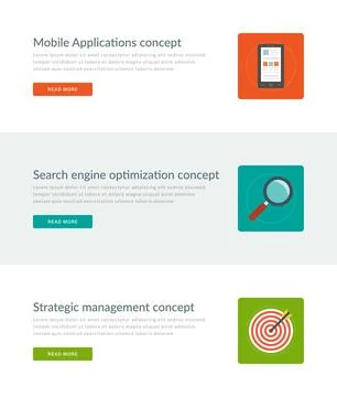 Website Headers or Promotion Banners Templates and Flat Icons Design Stock Illustration