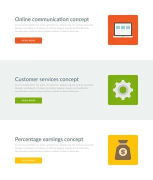 Website Headers or Promotion Banners Templates and Flat Icons Design. Stock Illustration