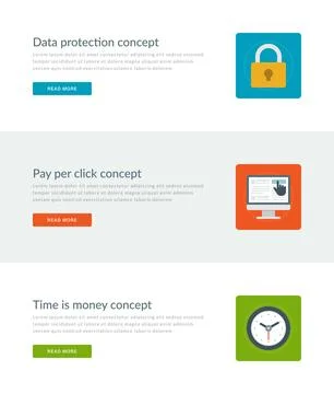 Website Headers or Promotion Banners Templates and Flat Icons Design. Stock Illustration