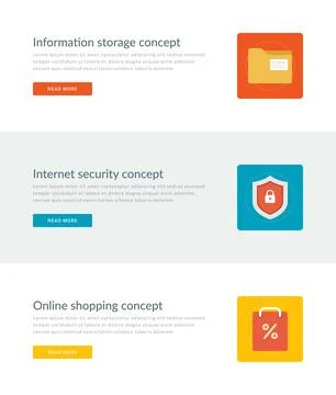 Website Headers or Promotion Banners Templates and Flat Icons Design. Stock Illustration