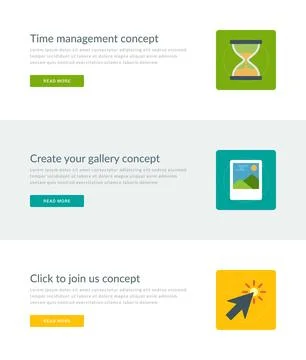 Website Headers or Promotion Banners Templates and Flat Icons Design. Stock Illustration