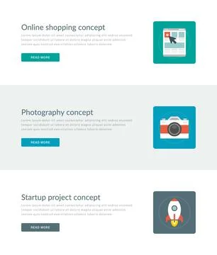 Website Headers or Promotion Banners Templates and Flat Icons Design. Stock Illustration