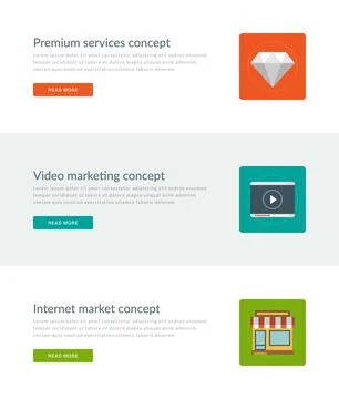 Website Headers or Promotion Banners Templates and Flat Icons Design. Stock Illustration