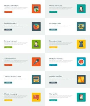 Website Headers or Promotion Banners Templates and Flat Icons Stock Illustration