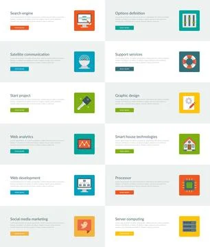 Website Headers or Promotion Banners Templates and Flat Icons Stock Illustration