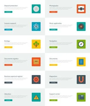 Website Headers or Promotion Banners Templates and Flat Icons Stock Illustration
