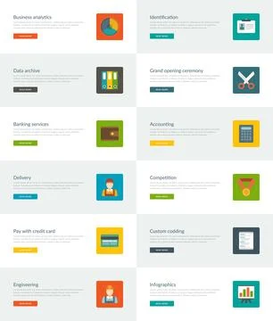 Website Headers or Promotion Banners Templates and Flat Icons Stock Illustration