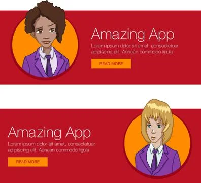 Website headers promotion banners Stock Illustration