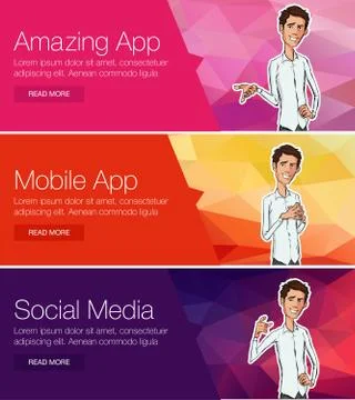 Website headers promotion banners Stock Illustration