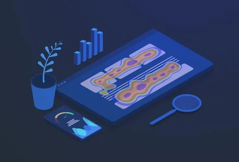 Website Heatmap Insights and Behavior Analytic Digital Tools illustration Stock Illustration