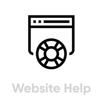 Website Help icon. Editable Vector Stroke. Stock Illustration
