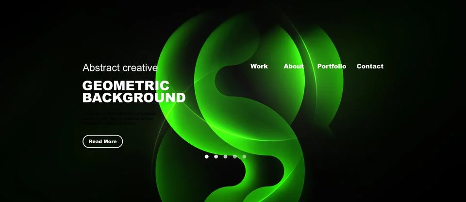 Website hero with flowing glow forms, panoramic vector background Stock Illustration