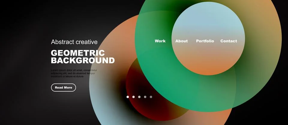 Website hero with geometric gradient collage, vector web page layout Stock Illustration