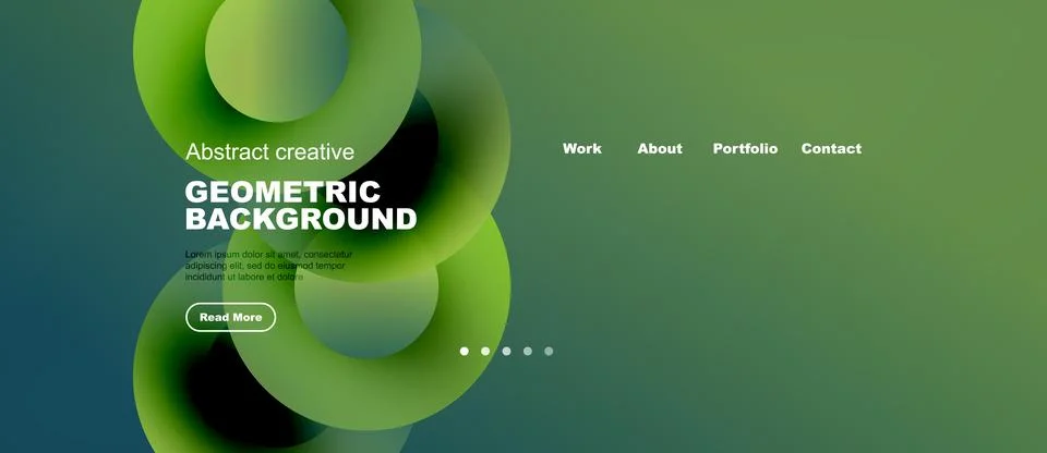 Website hero with geometric gradient collage, site header vector design Stock Illustration