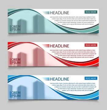 Website horizontal business banners vector template. Abstract banner design Stock Illustration