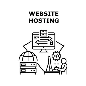 Website Hosting Vector Concept Black Illustration Stock Illustration