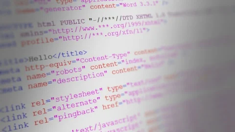 Website HTML Code Browser View on Monitor Screen Stock Footage 119592610