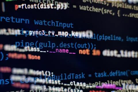 Website HTML Code on the Laptop Display Closeup Photo. Information technology Stock Photos