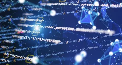 Website HTML Code on the Laptop Display Closeup Photo. Modern tech. Innovativ Stock Photos