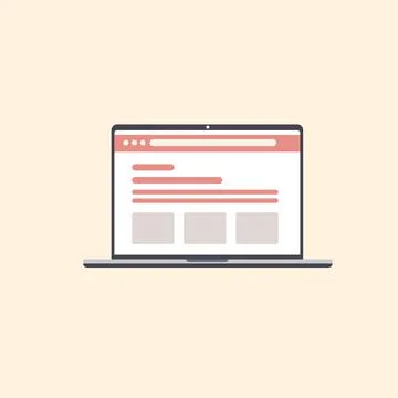 Website Icon with Laptop and Browser for Online Presence Illustrazione stock