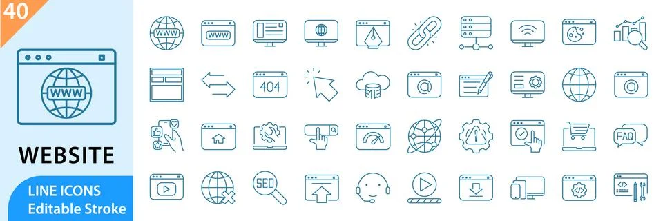 Website icon set Stock Illustration