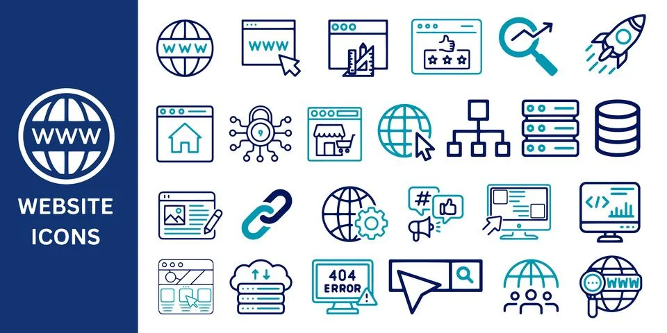 Website Icon Set. Website, web design, SEO, internet, security, content. Stock-Illustration