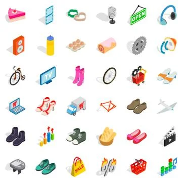 Website icons set, isometric style 스톡 일러스트