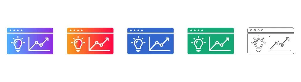 Website Idea and Trend Line Chart Icons Stockillustratie