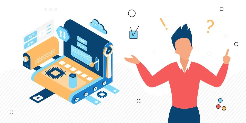 Website improvements project development process Illustrazione stock