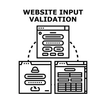 Website input validation concept connecting various user interfaces Stockillustratie