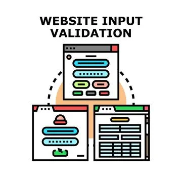 Website input validation concept connecting various user interfaces Stock Illustration
